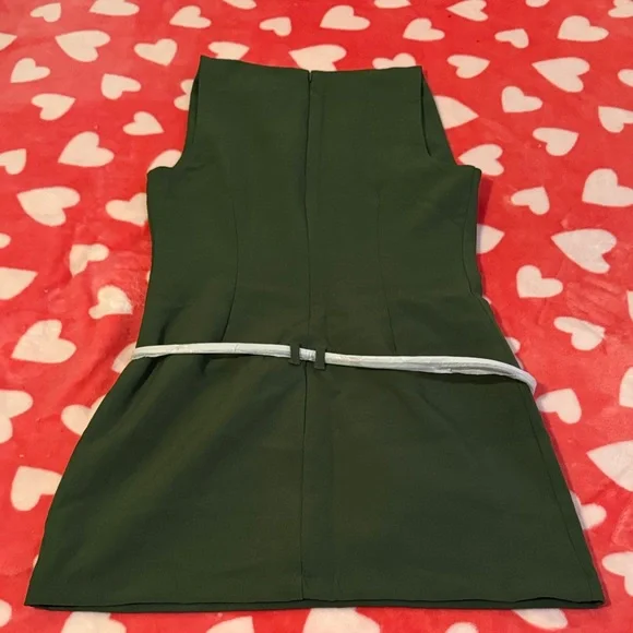 Abercrombie and Fitch Sleeveless Dark Olive Green Shift Dress with Black Belt - Picture 6 of 6